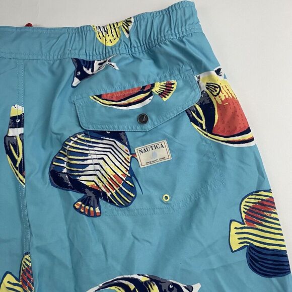 Nautica Blue Angel Fish Swim Trunks Back Pocket Mesh Lined Sz XXL 2XL Ocean - Picture 7 of 7